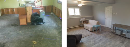 Before & After photos of water damage in Holmes, NY    